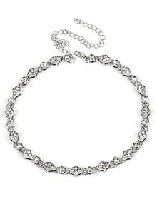 Dây chuyền choker cá nhân hóa thời trang, mặt dây chuyền hình học đính đá lấp lánh hình kim cương và hình tròn dành cho nữ. - Vàng - Xem 5