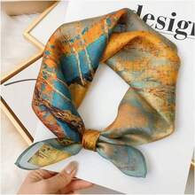 1pc Faux Silk Printed Neckerchief, Versatile Headband/Scarf For Daily Use - Multicolor - View 5