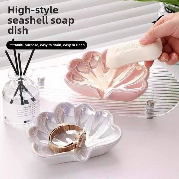 Bộ 2 khay đựng xà phòng bằng nhựa cao cấp dùng trong gia đình, không cần khoan, giá đựng xà phòng phòng tắm cao cấp, sáng tạo với chức năng tự thoát nước, dụng cụ sắp xếp nhà cửa, hộp đựng trang sức, đồ trang trí.