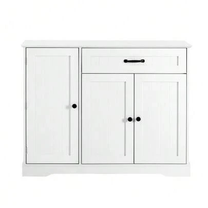 Modern And Elegant Sideboard With 3 Doors And One Drawer, Buffet Furniture For Dining Room, Living Room And Hallway (Black)