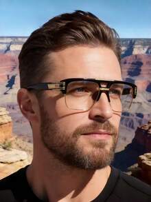 1pc Large Frame Square Punk Party Personalized Fashion Plain Glasses - Black - View 2