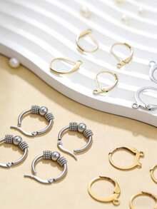 Móc khuyên tai kiểu Pháp bằng thép không gỉ, vòng khuyên tai, phụ kiện làm trang sức DIY. - móc bông tai - Xem 2