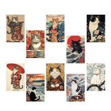 10张浮世绘风格樱花猫明信片，厚纸文具卡片，墙面装饰和剪贴簿收藏，节日装饰 - 櫻花貓 - 查看 7