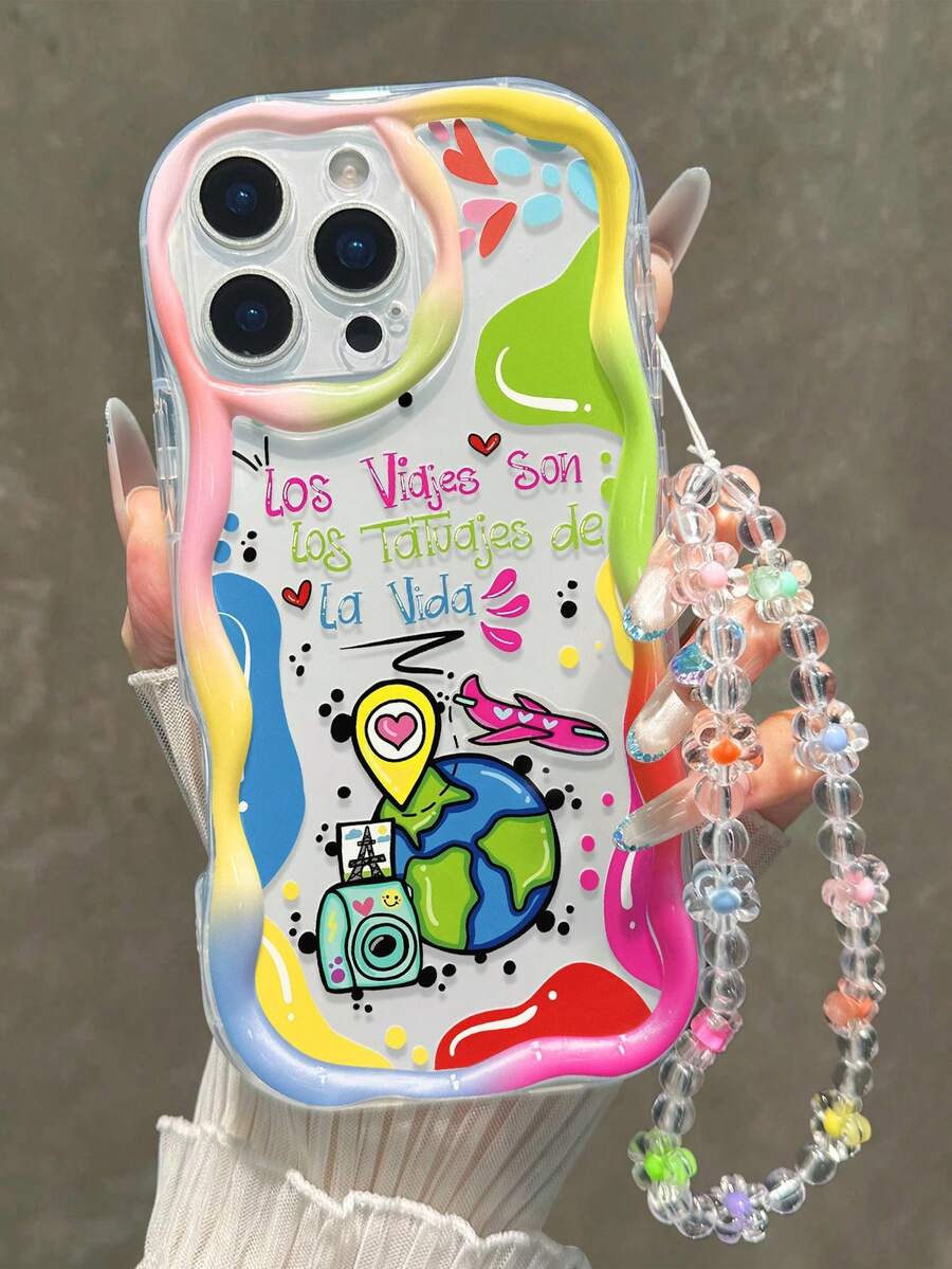 字母彩绘平纹印花奶油色波浪边可拆卸手链简约防震加厚手机保护壳,兼容 17/17 Pro/17 Pro Max/16 XR/7/8 15 Pro Max/12 Pro Max/13 Pro Max/14 Pro Max 13 14 11 12P 14 P11软壳 P12防摔 XS.XR/78P.78GES2,适用于A134G A22 A21S A514G A52 S22 ULTRA A335G,A34 A35,适用于10 Note 114G 11 Lite A53 TPU A14/A23/S23 ULTRA S24 A14 A15 S23 A73 A55 A54手机壳,国际版,非国内版 - 彩色 - 查看 1