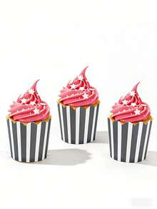 200pcs Striped Cupcake Liners, Baking Cupcake Cups, Suitable For Weddings, Birthdays, Valentine's Day, Christmas And Family Gatherings - View 8