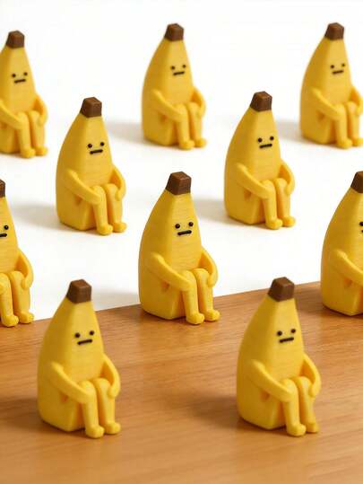 2个可爱香蕉造型装饰摆件，趣味香蕉雕塑，创意家居装饰，适用于办公桌、卧室、客厅，可作礼物，微笑香蕉装饰，拥抱香蕉桌面摆件