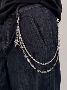 1pc Gothic Spider Chain, Punk Hip Hop Pants Chain, Multifunctional Daily Wear Accessory For Men And Women - Silver - View 2