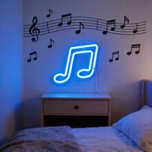 1pc LED Music Note Neon Light Wall Decor, Small Night Light For Girl's Bedroom, Gaming Room, Atmosphere Lamp, Battery Or USB Powered, Romantic Fairy Light, Home Decor, Holiday, Birthday Theme Indoor Colorful Lamp - Musical Note Neon Sign - View 6