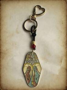 1 pieza Llavero bohemio de Aries y Tauro, llavero de metal esmaltado para hotel/coche, regalo perfecto para familia, amigos, colegas, parejas, cumpleaños - Cuerda colgante Constelación 1 - Ver 19