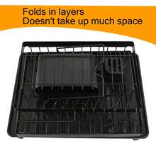 HanTai 2 Tier Dish Drying Rack For Kitchen Counter - Large Dish Drainer With Drainboard & Utensil Holder, Extendable Spout Strainers, Knife Slots, And Cup Organizer (Black) - View 10