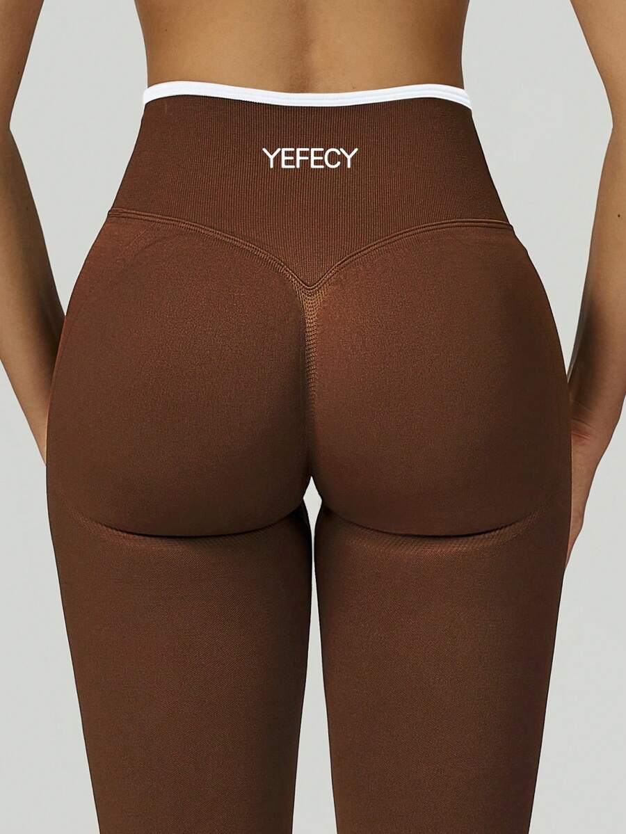 Yefecy 女士户外运动紧身裤，高腰瑜伽健身跑步提臀塑形裤，带口袋运动紧身裤