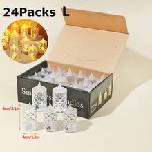 24/12/3pcs 8 * 4cm Home Decor Crystal Diamond Shaped LED Electronic Candle Lights,Wedding Party Table Decor Flameless Candle,Tea Candle Light - 黃光 - 查看 14