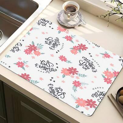 1pc Super Absorbent Quick Dry Non-Slip Kitchen Mat - Dish Drying Mat With Non-Slip Base, Suitable For Coffee Bar, Dining Table - Easy Clean Surface And Fast Drying Design, Fits Modern Or Traditional Kitchen, Coffee Bar Accessories, Stylish Home Decor