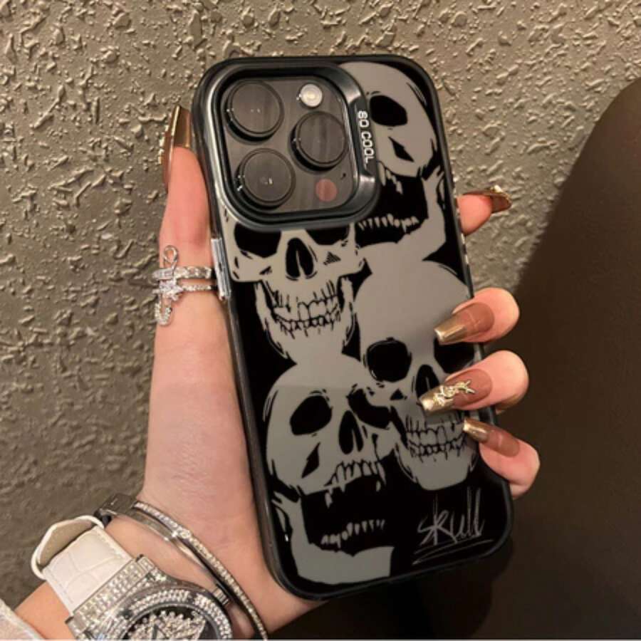 Case Cover For IPhone XR A50S A51 A52S A54 A55 A71 A72 M11 M23 M34 S20 FE S21 FE S22 Ultra S23 FE S23 Ultra S24 Plus S24 Ultra S25 EDGE S25 Plus S25 Ultra A1 A2 A3 A5 9A 10C 11A 12 12C 13C 14C 15 Poco X3 Pro X5 Pro X6 Pro X7 Pro F3 F6 PRO F7 PRO F7 ULTRA M4 C55 C65 8 Pro 9s 9 Pro 10s 11 Pro 11s 12S 12 Pro 13 Pro 14 Pro 11 Lite 14 MOTO G10 G14 G20 G22 G24 G30 G34 G52 G54 G60 G84 E22 E40 Shockproof Dark Skull Pattern - J1 - Xem 1