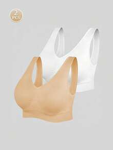 2pcs Seamless Wireless Sports Bra Set - Multicolor - View 1