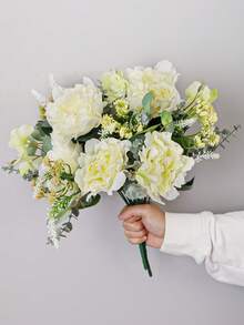 1 Stem Artificial 9-Flower Rose Bouquet, Artificial Plant, Artificial Flower, 40cm/15.7 Inch, PE Material, Spring/Summer Decor, Back To School, Artificial Flower, Artificial Plant, Indoor, Desktop, Garden Decor, Indoor Decor, Desktop Decor, Gift, Home Decor, Garden Decor, School Dorm Office Decor, Birthday Party Decor, Hotel, Restaurant, Bedroom, Wedding, Party, Kitchen Decor - Multicolor - View 2