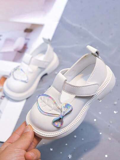 1 Pair Girls' Fashion New Butterfly Decor Flat Shoes, Soft Sole Non-Slip Princess Leather Shoes, Versatile Casual Student Shoes Suitable For Summer