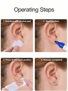 1 Set 98pcs Reusable Ear, Body, Nose, Navel, Lip, Tongue Piercing Gun Machine Supplies Toolkit, Includes Earrings, Professional Sterile Piercing Tools - 藍色 - 查看 10