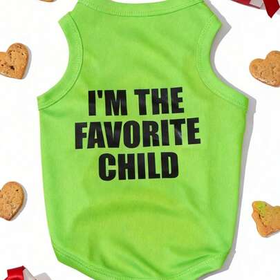 LUCKIE PAL 一件字母标语印花背心，适合吉娃娃等小型犬，防跳蚤，减少掉毛，透气室内/室外犬用服装