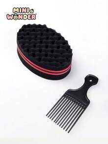 2pcs Hair Sponge Set, Includes 1 Dual-Purpose Perforated Curling Sponge And 1 Messy Curl Sponge Brush, Suitable For Curly/Wavy Hair Trimming - Durable Plastic Styling Tools For Defined Curls, Twists, Braids - Salon-Grade Home Hairstyling Kit - Multicolor - View 5