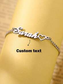 Customized Personalized Name Anklet For Women, Stainless Steel Name Plate Jewelry Anklet Pendant, Gift For Her,Silver,Stylish,Colorful,Vintage,Hipster,Simple,Y2k,2000s Fashion,Custom,Personalized,Unique,Ideal Gifts For Him,Ideal Gifts For Her,Her,Boyfriend,Girlfriend,Dad,Mom,Family,Friends,For Anniversaries,For Birthdays,For Graduation,For Prom,For Party,School Supplies,Back To School,School Gift,For Office,For School,For Classroom,For Teacher Gifts,For University,For Colleague,For Dorm Rooms,For Teacher,For Boys And Girls,For Teenagers,Junior High School Students,Middle School Students,High School Senior High School Students,College Students,University Students,Freshman,Sophomore,Underclassmen - Multicolor - View 13