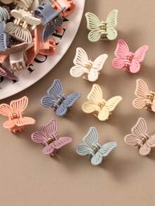 10/20/30pcs Muted Color Butterfly Hair Clips, Women Bangs/Braid Clips, Mini Elegant Princess Hair Accessories Summer Outfits Claw Clips,Travel,Birthday - Multicolor - View 5