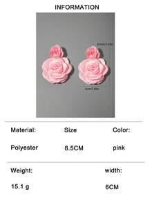 imoli 1 Pair Bohemian Style Polyester Faux Rose Flower Earrings, Suitable As Gift For Women On Beach Vacation - Multicolor - View 16