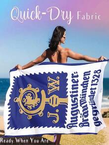 Toalla de playa - Secado rápido, microfibra ultra absorbente con diseño - Perfecta para nadar, acampar y viajar - Patrón de rayas azul y blanco - Multicolor - Ver 1