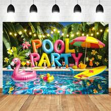 Summer Pool Party Photography Backdrop Swimming Ring Beach Summer Party Kids Adult Birthday Party Holiday Photo Background - 款式E - 查看 7