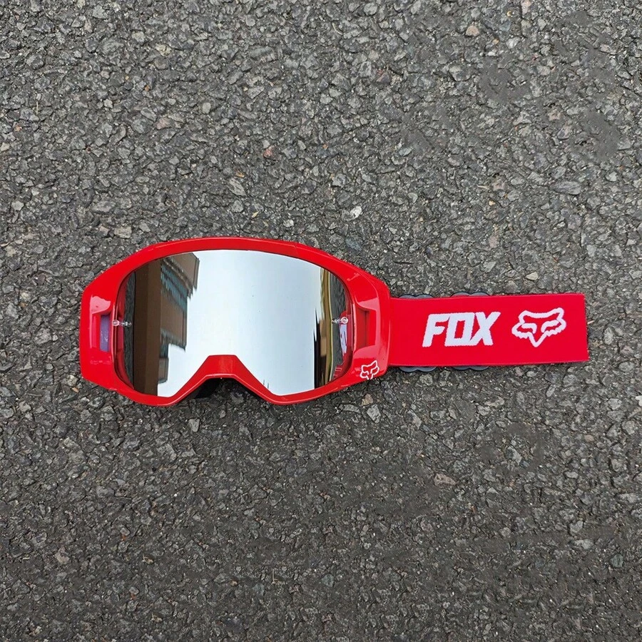 1PC FOX In-Stock Off-Road Motorcycle Goggles, Protective Eyewear, Motorcycle Ski Goggles, Outdoor Riding Glasses - Gray-green Frame With Silver Foil - View 1