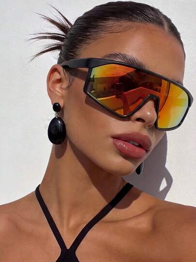 1 Pair Unisex Versatile Cycling Colorful Fashion Sports Eyeglasses, Suitable For Fishing, Travel, Sports, Driving, Holiday Outfits, Summer Accessories, Beach, Music Festivals, Outings, Vacations, Family Trips, Elegant Attire, Street Style Accessories, Sports Style, Parties, Outdoor Activities, Street Style, Holidays, Vacations, UV Protection, Golf, Hiking, Outdoor Activities