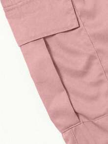 Men's Spring/Autumn Multi-Pocket Cargo Straight Leg Pants, Solid Color Loose Fit, Versatile For Fitness, Commuting And Sports - Pink - View 6