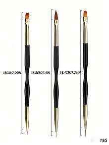 Bộ 3 cọ vẽ móng tay hai đầu màu đen và vàng, cỡ nhỏ, dùng để vẽ móng nghệ thuật, cọ kéo giãn móng, dụng cụ du lịch cao cấp, đẹp mắt, đồ dùng làm móng, cọ vẽ móng, cọ vẽ móng acrylic hai đầu tròn dẹt. - Nhiều màu - Xem 6