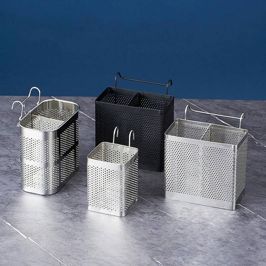 Soporte de utensilios de acero inoxidable, estante para platos, cesta para palillos, soporte de secado de cubiertos para lavavajillas, 1. - 4 - Ver 1