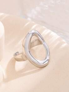 1 chiếc nhẫn hình elip tối giản bằng thép không gỉ, thiết kế thời trang, phù hợp cho nữ giới đeo hàng ngày và dự tiệc. - nhẫn - Xem 7