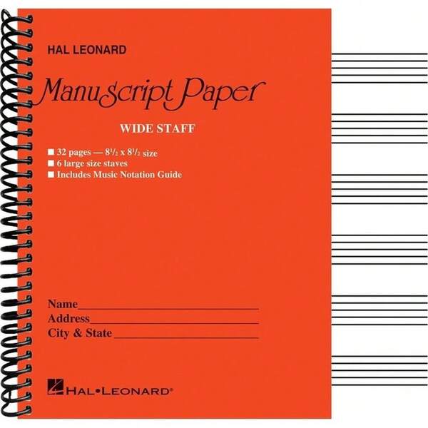 Wide Staff Manuscript Paper (Red Cover) | Music Composition Notebook With Six Large Staves Per Page | Premium Blank Sheet Music Book With Notation Guide | Ideal For Students Teachers And Composers