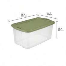 120 Quart Extra Large Clear Storage Bin With Full Grip Handles, Heavy Duty EZ Carry Plastic Organizer Container, Green - 單身的 - 查看 6