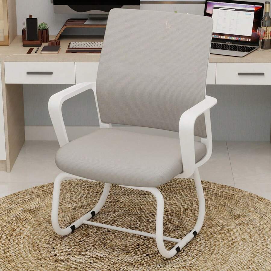 Ottomans - Grey+White + Metal+Mesh+Wood+Fabric - View 1