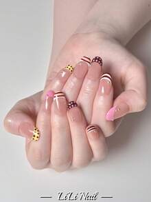 10 Móng Tay Giả Acrylic Thủ Công, Móng Ngắn, Móng Oval, Móng Hồng, Móng Vàng, Kiểu Nhẹ nhàng Ngọt ngào, Đầu Móng Kiểu Pháp, Móng Chấm Bi, Móng Sọc, Móng Dễ Thương, Giá Rẻ, Dụng Cụ Làm Móng, Bộ Móng Tái Sử Dụng Kèm Dụng Cụ Làm Móng, Mùa Hè, Mùa Xuân, Hạt Bạc, Lý Tưởng Cho Đi Làm Hàng Ngày, Tiệc Tiễn & Quà Tặng Văn Phòng - Nhiều màu - Xem 3