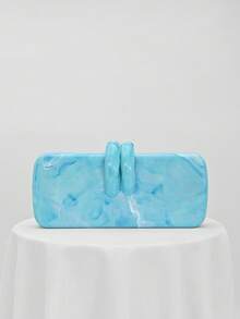1pc European And American Style Acrylic Evening Clutch Bag, Rabbit Teeth Shape Design, Handbag/Shoulder Bag For Party, Wedding, Valentine's Day, Pattern Is Random - Baby Blue - View 4