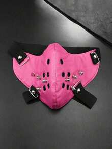 1pc Halloween Party Punk Vintage Zipper Leather Face Mask Unisex Fashion Accessory Decoration Mask, Suitable For Gifts - 黑色 - 查看 2