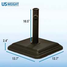 Base de paraguas de 26 libras de peso de EE. UU. Soporte para paraguas de piedra fundida para exteriores para uso con postes de paraguas de 1.3 a 1.8 pulgadas diseñado para ser utilizado con mesa - Marrn - Ver 2