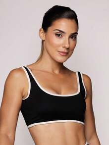 LOT FITNESS Women's Black Polyamide Fitness Top Two Colors Sports Gym High Support Kate Duo Collection - màu đen - Xem 4