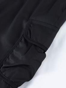 1pc Young BoyTrendy, Versatile, Comfortable Straight-Leg Capri Shorts - Black - View 7