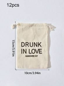 6pcs Bride Party Favor - Hangover Recovery Kit In Burlap Bag | Complete "Drunk In Love" Emergency Gift Set With Customized Label, Suitable For Bridal Shower, Birthday And Other Occasions - Multicolor - View 8