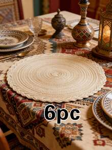Bộ 1/4/6 tấm lót bàn tròn dệt, kiểu Bohemian, tối giản và thời trang, lót máy pha cà phê, đế lót ly chống trượt chịu nhiệt, thích hợp cho đám cưới, tiệc tùng, ngày lễ, dã ngoại, tiệc sinh nhật. - Nhiều màu - Xem 12