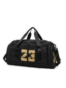 1pc Fitness Bag, Multi-Pocket Letter Pattern Nylon High Capacity Gym Workout Bag, Travel Bag - A - View 6