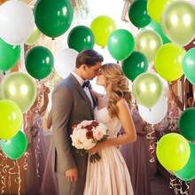 60 piezas Globos de fiesta verdes, verde oscuro, verde esmeralda, verde lima, globos de látex verdes y blancos, suministros para fiestas de cumpleaños con tema verde, decoración del Día de San Patricio - A-1 - Ver 5