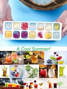 2 piezas de moldes de cubitos de hielo de silicona con tapas, moldes de hielo cuadrados fáciles de liberar, certificados LFGB - Multicolor - Ver 3