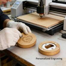 10/20/40pcs Bamboo Magnetic Bottle Openers - DIY Customizable, Carve Or Paint For Personalized Design, Wooden Fridge Magnets, Suitable For Wedding Favors, Easter Communion Gifts, Graduation Party Gifts, Holiday Celebration Souvenirs, Home Kitchen, Family Gatherings - Natural Minimalist Style, Gift Bag Included, No Power Required - Khaki - View 3